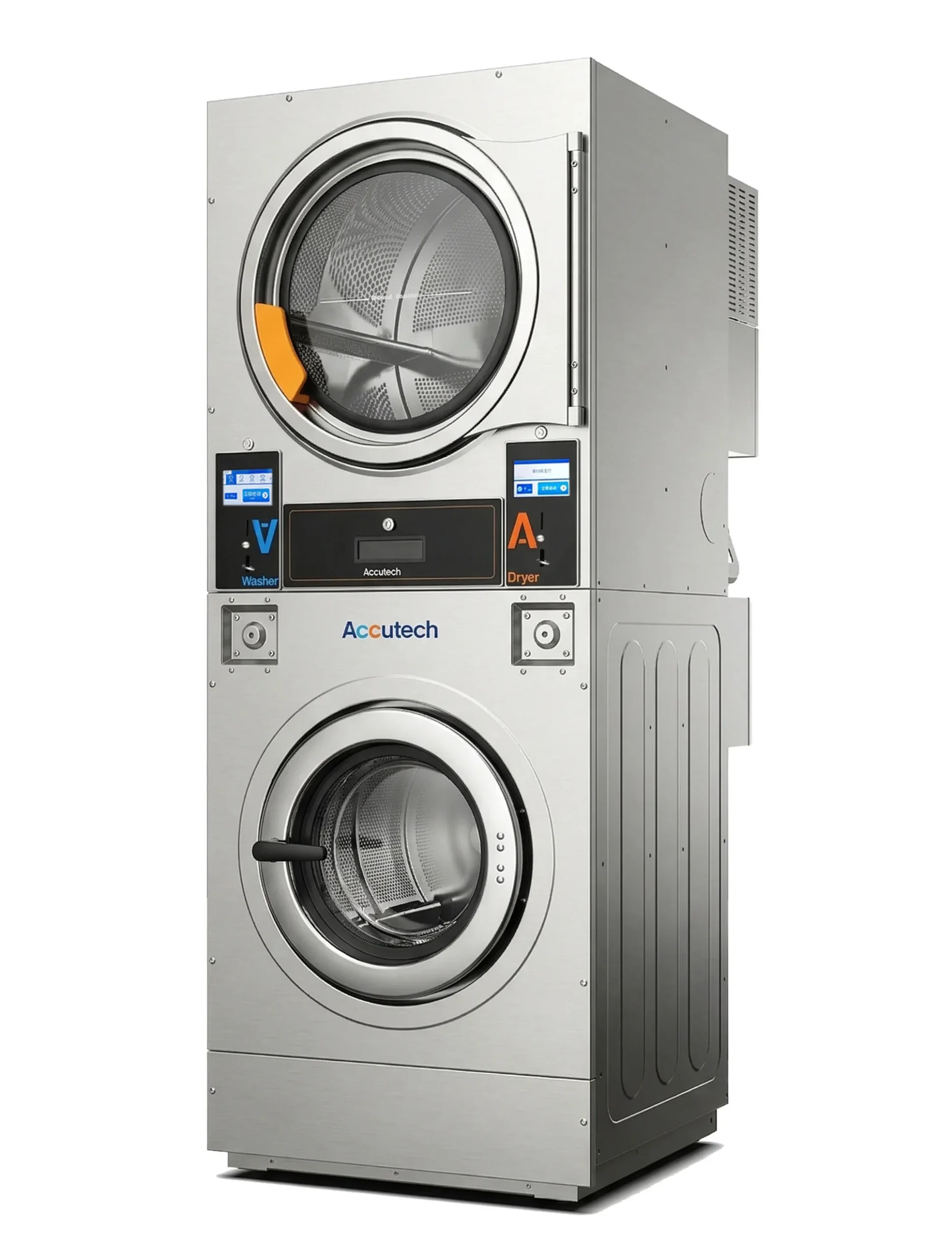 Professional stack washer and dryer for laundromat